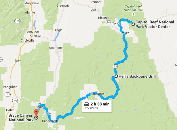 Photo of Map - Capitol Reef to Bryce Canyon Drive